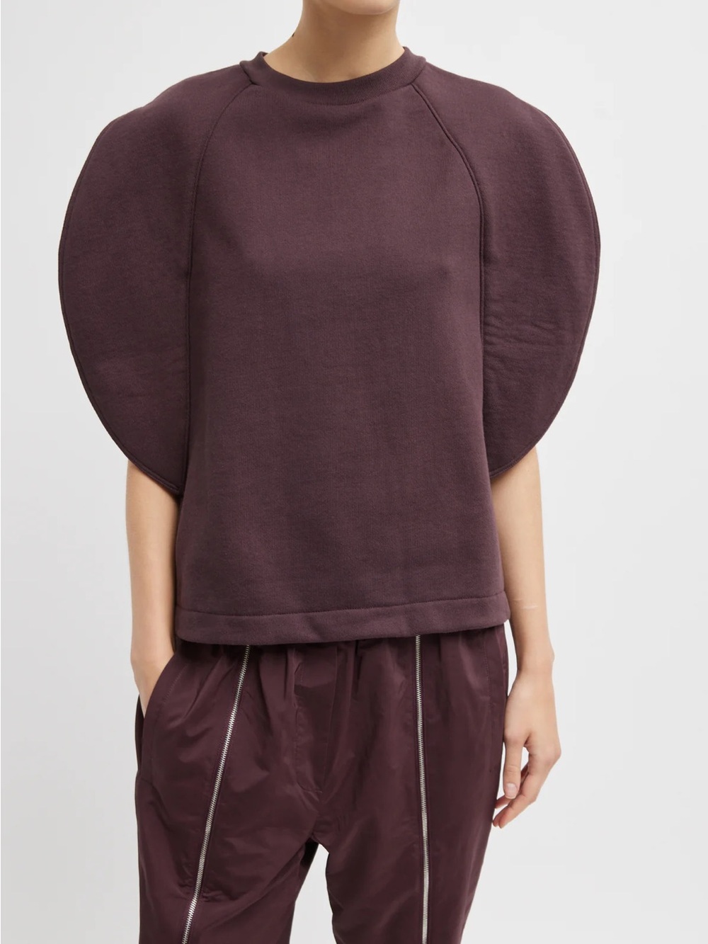 Tibi Rounded Sweatshirt in Malbec